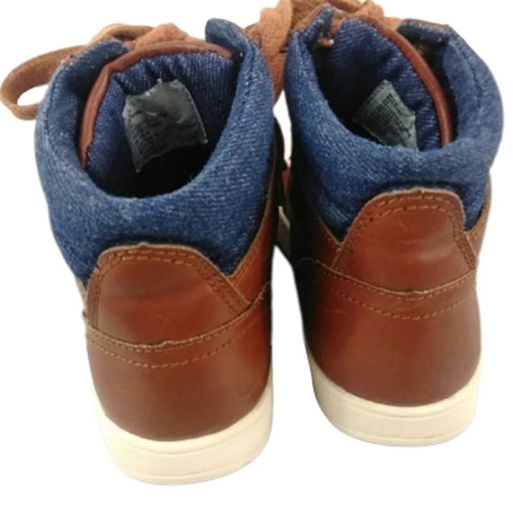 Steve Madden Brown Leather Denim Trim Boots Kids Casual Mountain Outdoor Shoes
